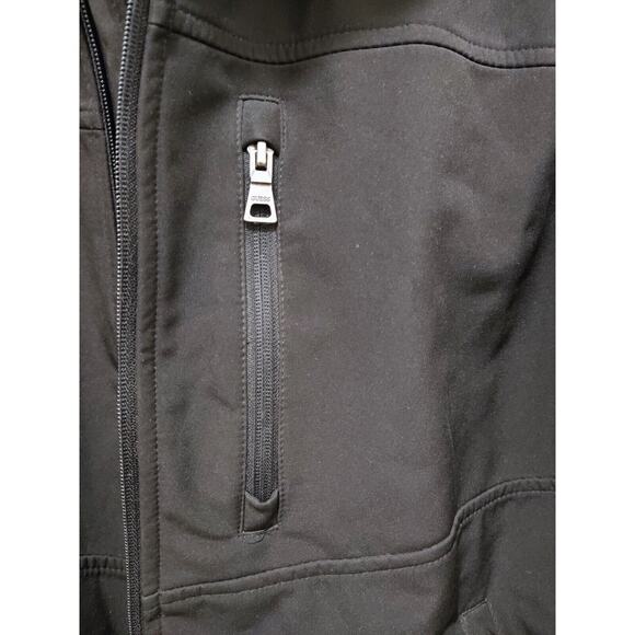 Guess Jacket Mens Extra Large Black Soft Shell‎ Full Zip Hooded Lined - Picture 2 of 14